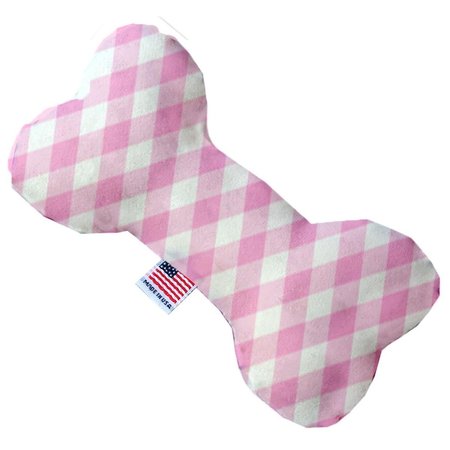 MIRAGE PET PRODUCTS 10 in. Baby Pink Plaid Bone Dog Toy 1154-TYBN10